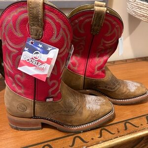 Double H Red and Tan Leather Boots